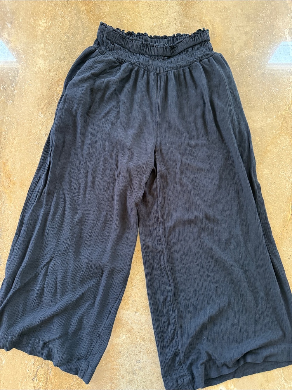 Cropped Rayon Crinkle Gauze Pants